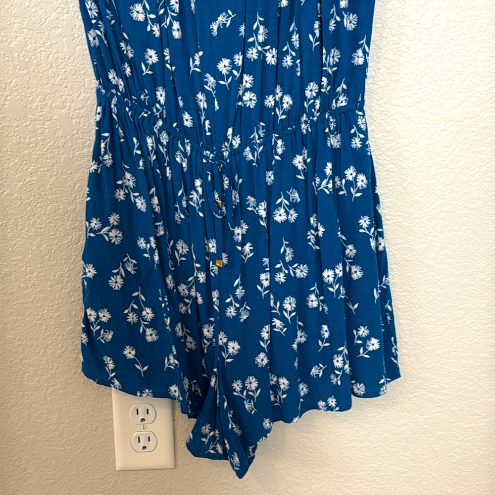 Kate Spade Blue Macaw Romper, Floral off the Shoulder. Size Small. Fits XS-M - Picture 3 of 6